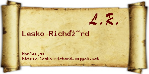 Lesko Richárd névjegykártya